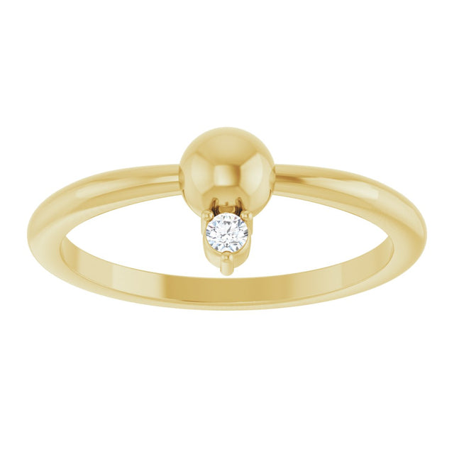 14K Gold Round Natural Diamond Stackable Bead Ring – 2mm Stones - Yellow Gold - view 3