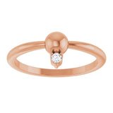 14K Gold Round Natural Diamond Stackable Bead Ring – 2mm Stones - Rose Gold - view 3