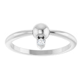 Platinum Round Natural Diamond Stackable Bead Ring – 2mm Stones - view 3