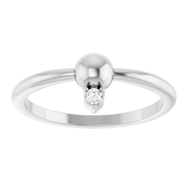 Platinum Round Natural Diamond Stackable Bead Ring – 2mm Stones - view 3
