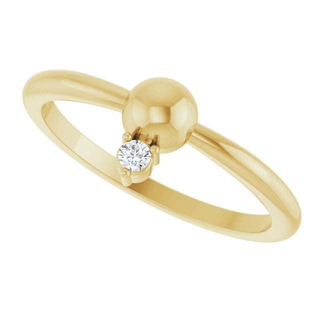 14K Gold Round Natural Diamond Stackable Bead Ring – 2mm Stones - Yellow Gold - view 5