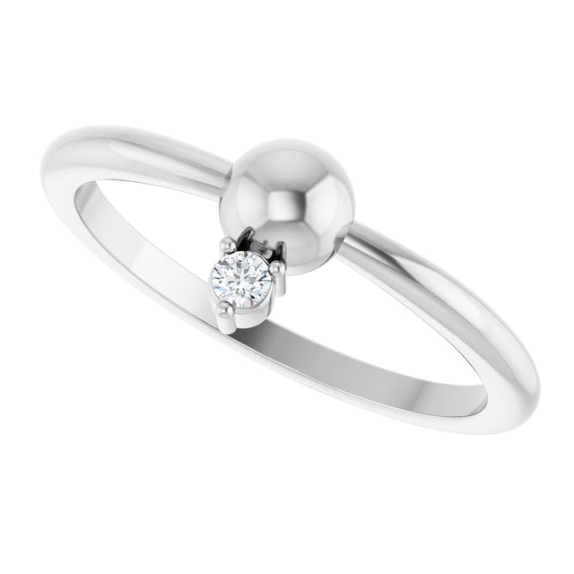 Platinum Round Natural Diamond Stackable Bead Ring – 2mm Stones - view 5