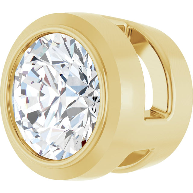 14K Gold Natural Diamond Round Bezel-Set Slide Pendant - Yellow Gold - view 2