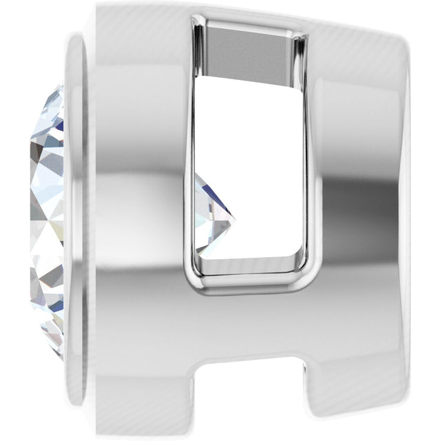 14K Gold Natural Diamond Round Bezel-Set Slide Pendant - White Gold - view 3
