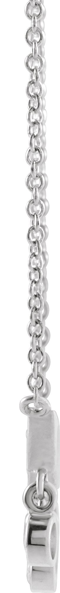 Platinum Round Natural Diamond Fringe Bar Necklace - view 2
