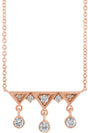 14K Gold Round Natural Diamond Fringe Bar Necklace - Rose Gold