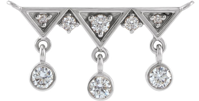 14K Gold Round Lab-Grown Diamond Fringe Bar Necklace - White Gold