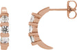 14K Gold Round Natural Diamond Three-Stone J-Hoop Earrings - Rose Gold