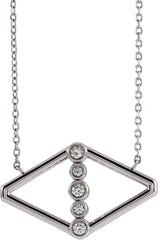 Platinum Round Natural Diamond Geometric Necklace