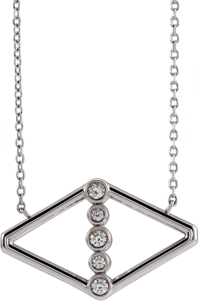 Platinum Round Natural Diamond Geometric Necklace