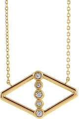 14K Gold Round Natural Diamond Geometric Necklace II - Yellow Gold