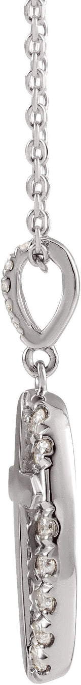14K Gold Round Natural Diamond Halo-Style Cross Necklace or Pendant - White Gold - view 2
