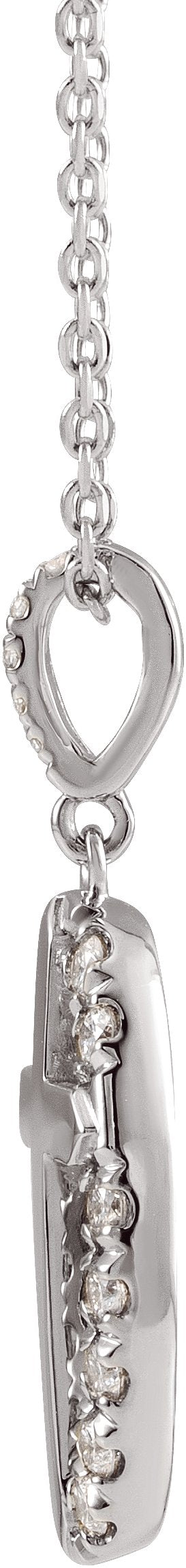 14K Gold Round Natural Diamond Halo-Style Cross Necklace or Pendant - White Gold - view 2