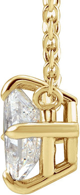 14K Gold Square Natural Diamond Solitaire Claw-Prong Necklace - Yellow Gold - view 5