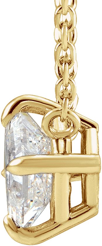 14K Gold Square Natural Diamond Solitaire Claw-Prong Necklace - Yellow Gold - view 5