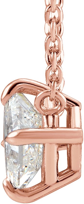 14K Gold Square Natural Diamond Solitaire Claw-Prong Necklace - Rose Gold - view 5