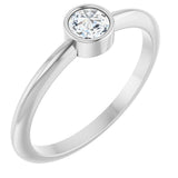 Platinum Round Natural Diamond Bezel-Set Stackable Ring – 2-5.7mm Stones