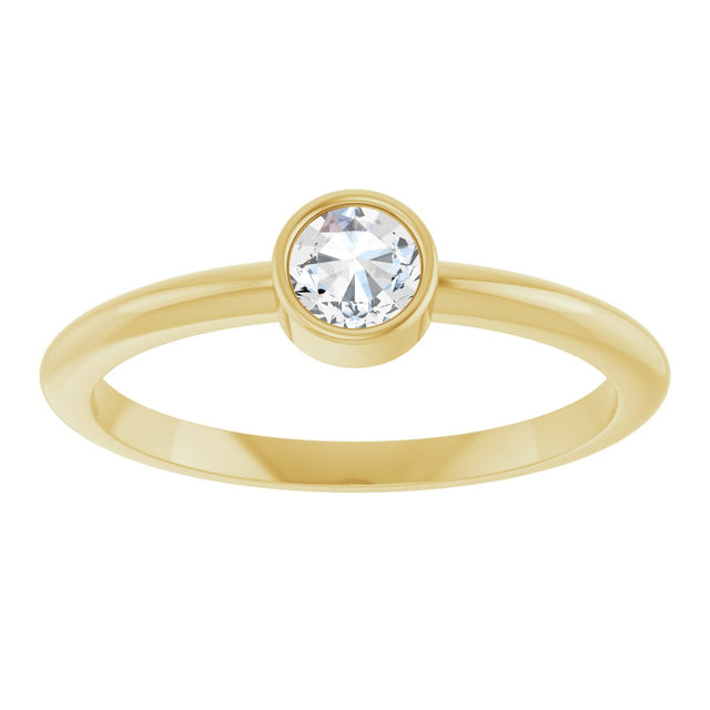 14K Gold Round Natural Diamond Bezel-Set Stackable Ring – 2-5.7mm Stones - Yellow Gold - view 3