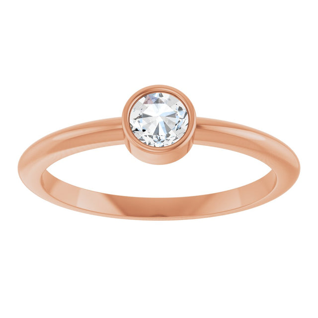 14K Gold Round Natural Diamond Bezel-Set Stackable Ring – 2-5.7mm Stones - Rose Gold - view 3