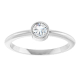 Platinum Round Natural Diamond Bezel-Set Stackable Ring – 2-5.7mm Stones - view 3