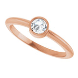 14K Gold Round Natural Diamond Bezel-Set Stackable Ring – 2-5.7mm Stones - Rose Gold - view 5