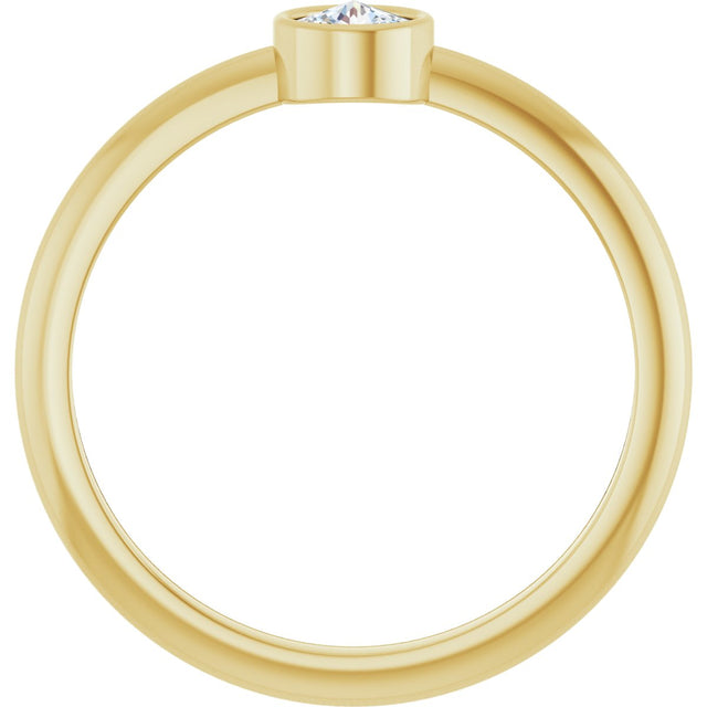 14K Gold Round Natural Diamond Bezel-Set Stackable Ring – 2-5.7mm Stones - Yellow Gold - view 2