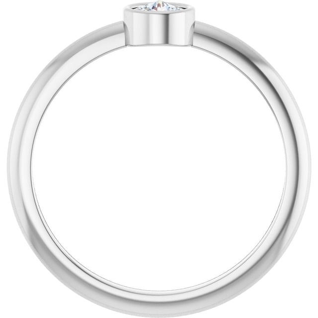 Platinum Round Natural Diamond Bezel-Set Stackable Ring – 2-5.7mm Stones - view 2