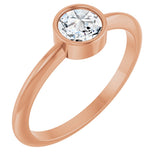 14K Gold Round Natural Diamond Bezel-Set Stackable Ring – 2-5.7mm Stones - Rose Gold