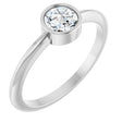 Platinum Round Lab-Grown Moissanite Bezel-Set Stackable Ring