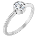 Platinum Round Lab-Grown Moissanite Bezel-Set Stackable Ring