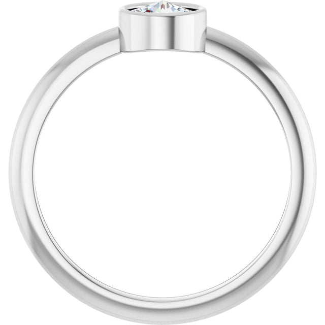 Platinum Round Natural Diamond Bezel-Set Stackable Ring – 2-5.7mm Stones - view 2