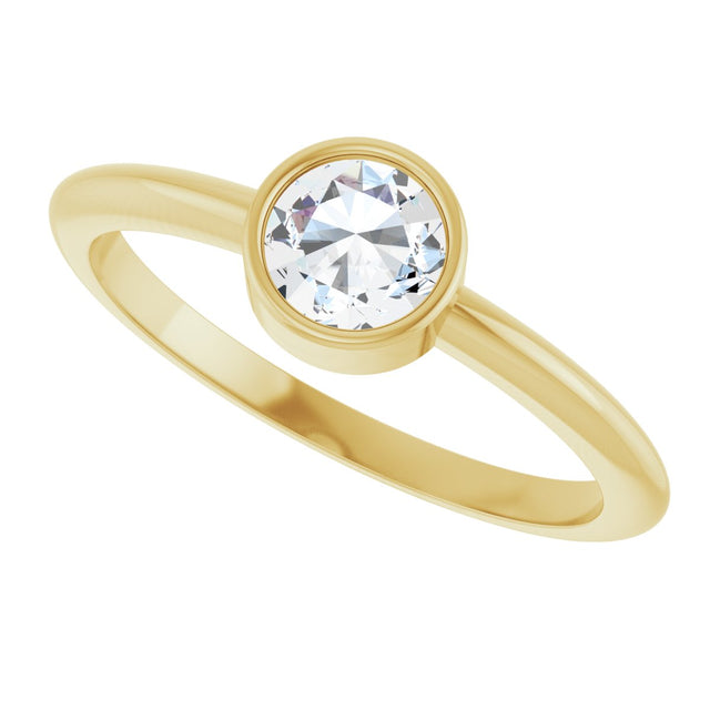 14K Gold Round Natural Diamond Bezel-Set Stackable Ring – 2-5.7mm Stones - Yellow Gold - view 5
