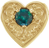 14K Gold Round Lab-Grown Alexandrite Family Heart Slide Pendant - Yellow Gold
