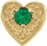 14K Gold Round Natural Emerald Family Heart Slide Pendant - Yellow Gold