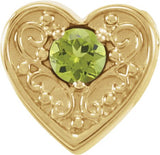 14K Gold Round Natural Peridot Family Heart Slide Pendant - Yellow Gold