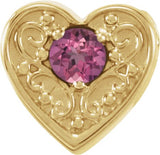 14K Gold Round Natural Pink Tourmaline Family Heart Slide Pendant - Yellow Gold