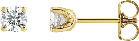 14K Gold Lab-Grown Diamond Round 4-Prong Stud Earrings - Yellow Gold