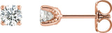 14K Gold Lab-Grown Diamond Round 4-Prong Stud Earrings - Rose Gold