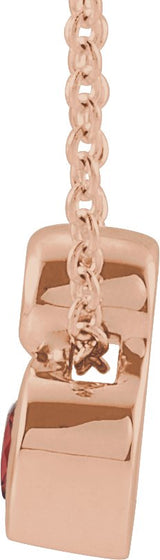 14K Gold Oval Natural Mozambique Garnet Bezel-Set Necklace or Slide Pendant - Rose Gold - view 2