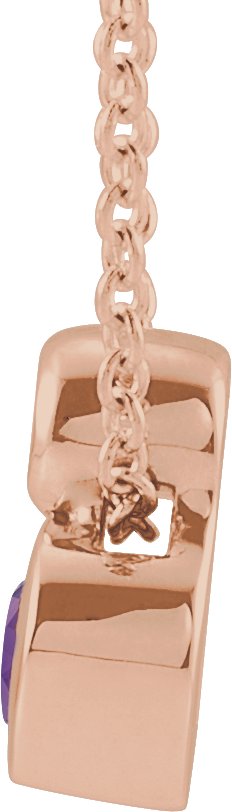 14K Gold Oval Natural Amethyst Bezel-Set Necklace or Slide Pendant - Rose Gold - view 2