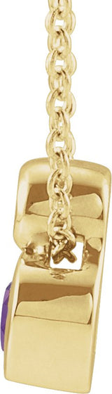 14K Gold Oval Natural Amethyst Bezel-Set Necklace or Slide Pendant - Yellow Gold - view 2