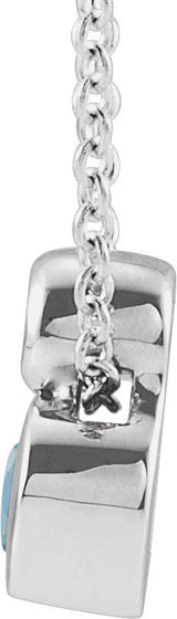 Platinum Oval Natural Aquamarine Bezel-Set Necklace or Slide Pendant - view 2