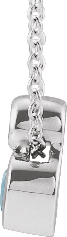Platinum Oval Natural Aquamarine Bezel-Set Necklace or Slide Pendant - view 2