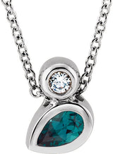 Platinum Oval Lab-Grown Alexandrite Bezel-Set Necklace or Slide Pendant
