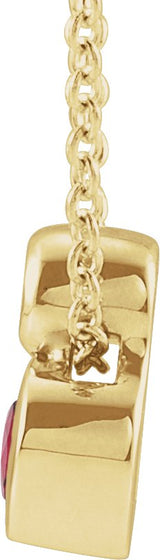 14K Gold Oval Natural Ruby Bezel-Set Necklace or Slide Pendant - Yellow Gold - view 2