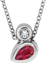 Platinum Oval Lab-Grown Ruby Bezel-Set Necklace or Slide Pendant