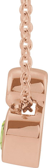 14K Gold Oval Natural Peridot Bezel-Set Necklace or Slide Pendant - Rose Gold - view 2