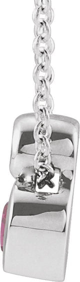 Platinum Oval Natural Pink Tourmaline Bezel-Set Necklace or Slide Pendant - view 2