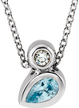 Platinum Oval Natural Blue Zircon Bezel-Set Necklace or Slide Pendant