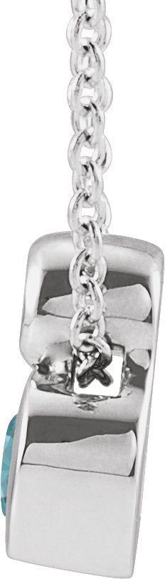 14K Gold Oval Natural Blue Zircon Bezel-Set Necklace or Slide Pendant - White Gold - view 2